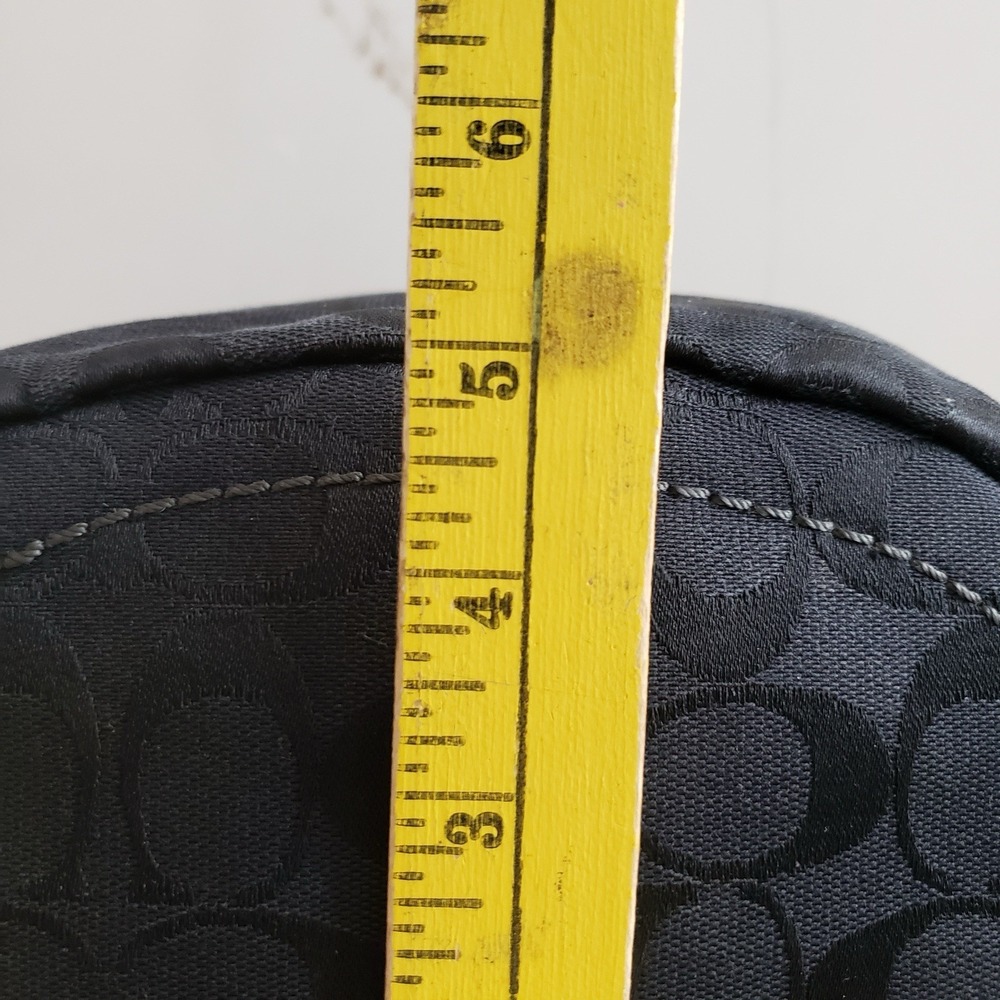 Coach Crossbody Bag Bleeker Black Signature Canvas Leather Trim Bucket Purse - Picture 11 of 14